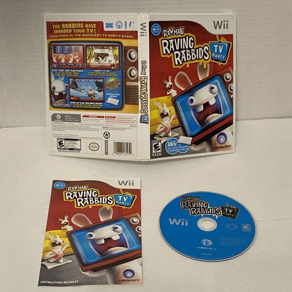 Rayman Raving Rabbids: TV Party (Nintendo Wii, 2008) Tested Complete Preowned